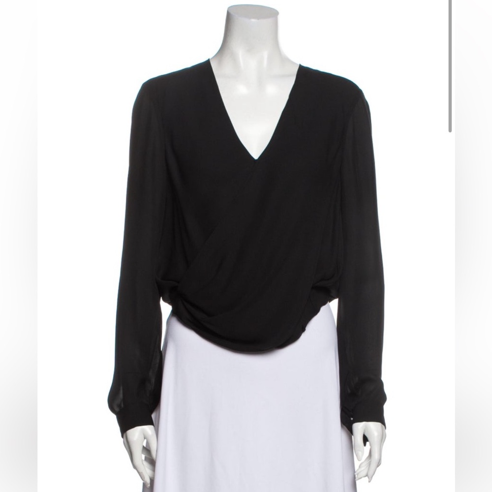 L'AGENCE Silk V-Neck Blouse